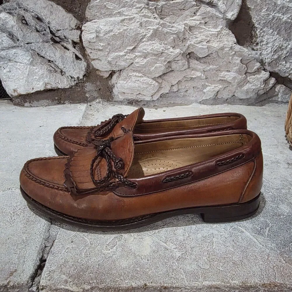 Allen Edmonds Woodstock Leather Kiltie Loafer Men 9 1/2 Brown Moccasin Old Money